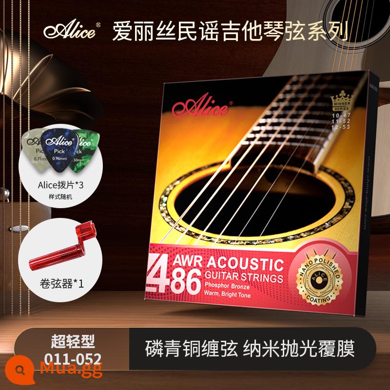 Alice Alice Dây Đàn Guitar Bộ Dân Gian Acoustic Aw438 Chất Lân Quang Bộ Với Lớp Phủ Chống Rỉ Sét - AWR486-SL (lớp phủ đánh bóng đồng phốt pho 11-52 nanomet)