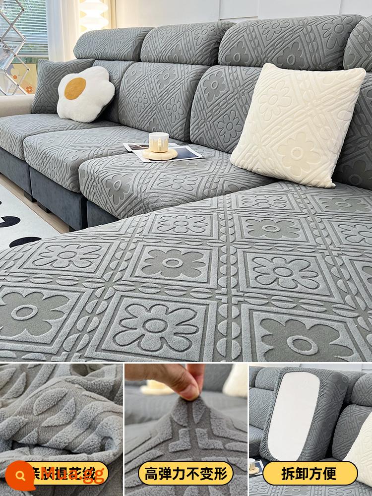 Vỏ sofa đa năng, trọn gói, không cần đo, một bộ sofa chống trượt đa năng, vỏ đệm sofa, ga trải sofa co giãn - Yaqing-màu xám đậm