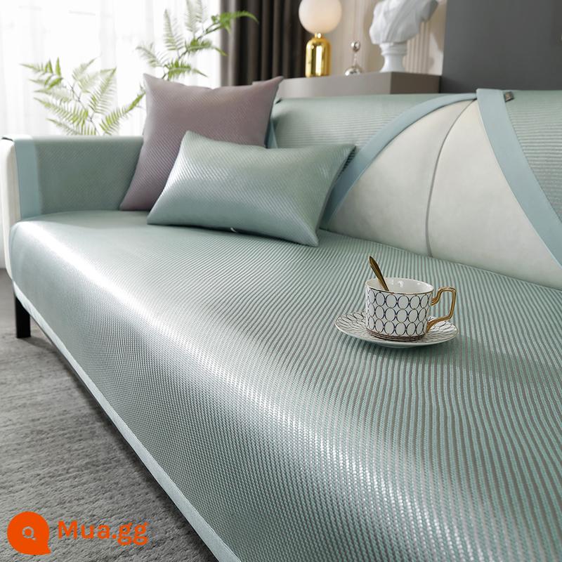 Mùa Hè Băng Lụa Sofa Đệm Chống Trơn Trượt Ngồi Đệm Giặt Bốn Mùa Đa Năng Thảm Mát Thảm Mây Bọc Ghế Sofa băng Thảm - Sapphire cạnh thẳng