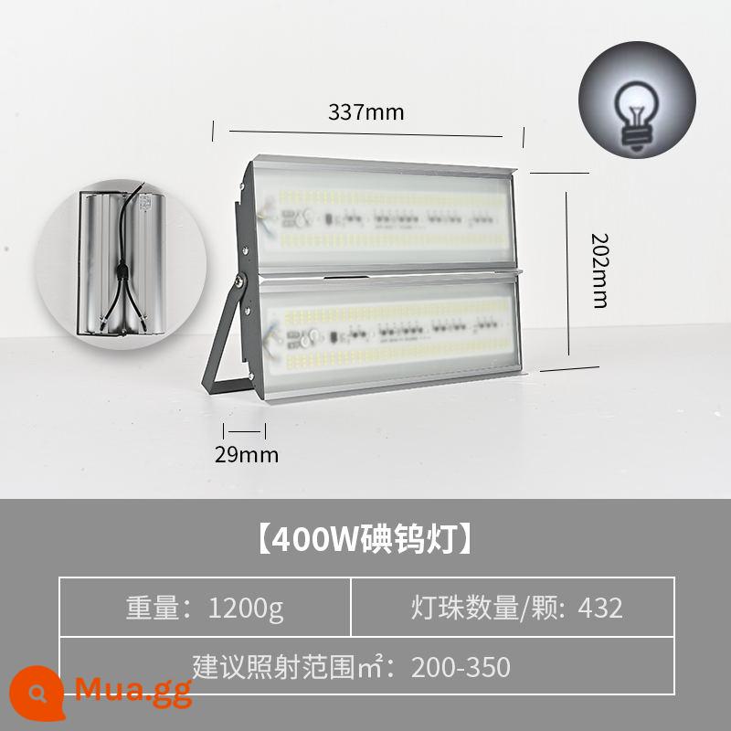 Đèn led vonfram iốt 1000W siêu sáng ngoài trời chống nước làm việc ngoài giờ chiếu sáng đèn sân khấu đèn năng lượng mặt trời cho công trường - Có vỏ bảo vệ bằng kính-Ánh sáng trắng 400W