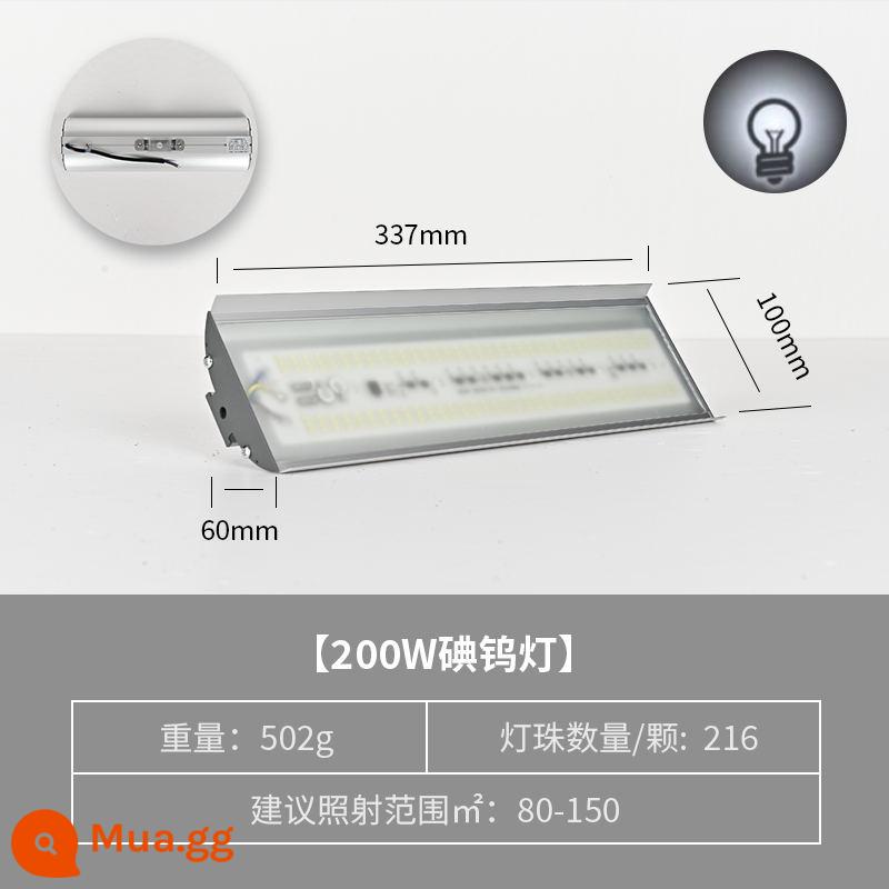 Đèn led vonfram iốt 1000W siêu sáng ngoài trời chống nước làm việc ngoài giờ chiếu sáng đèn sân khấu đèn năng lượng mặt trời cho công trường - Có vỏ bảo vệ bằng kính-Ánh sáng trắng 200W