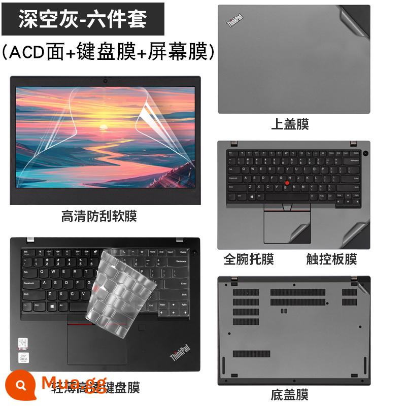 thinkpad Lenovo T16e590 xách tay 14x1 máy tính 2021 miếng dán s1GEN2 vỏ L15Carbon490 máy tính 2022 màng bảo vệ 13e480t470p3x390x280s5 - Bộ 6 món màu xám không gian