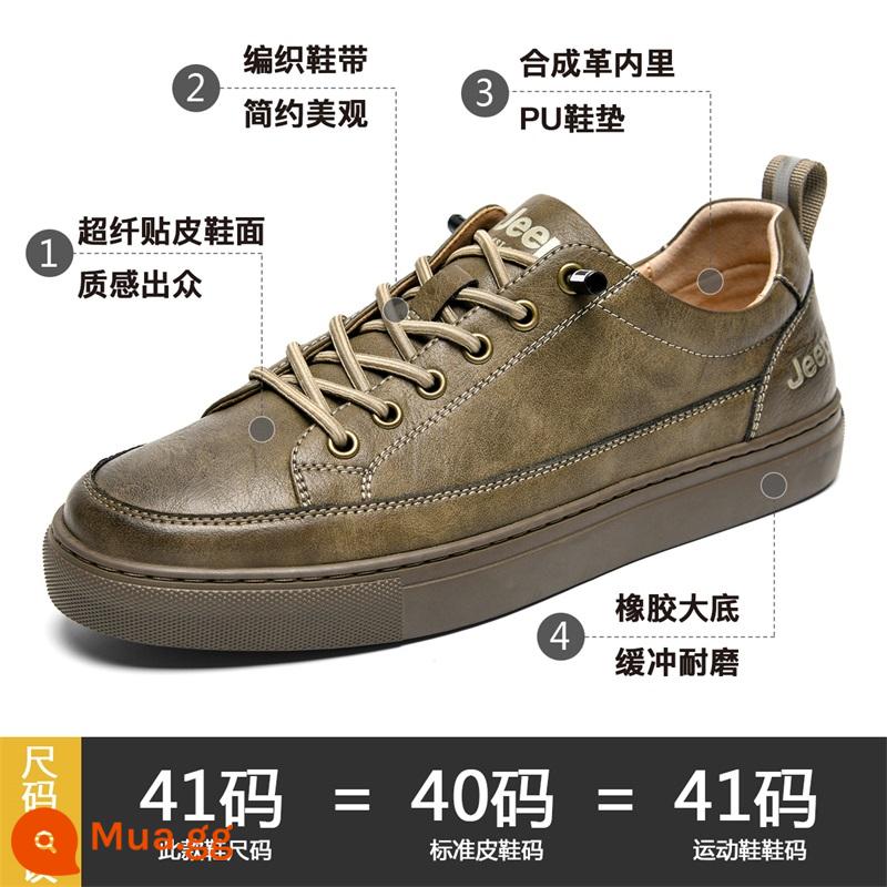 Jeep Jeep 2023 Giày Nam Mới Xuân Hè Nam Da Thường Giày Slip-On Nam Giày Sneaker Nam Màu Đen - Khaki