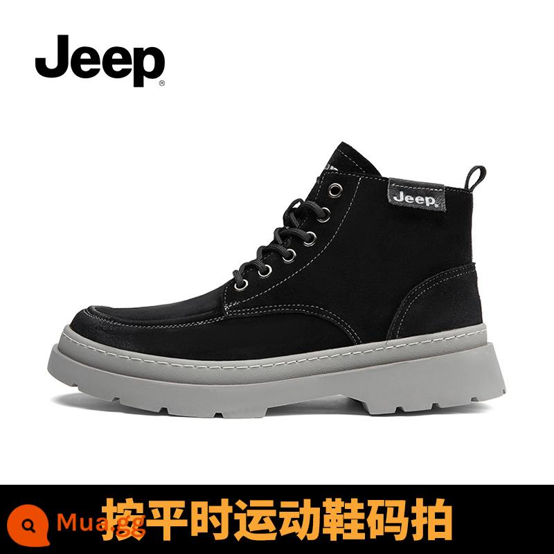 Giày bốt nam Jeep Jeep Martin ống cao hợp thời trang nam cổ điển mùa xuân và mùa thu bốt nam ống giữa mới bằng da phong cách Anh Quốc - đen