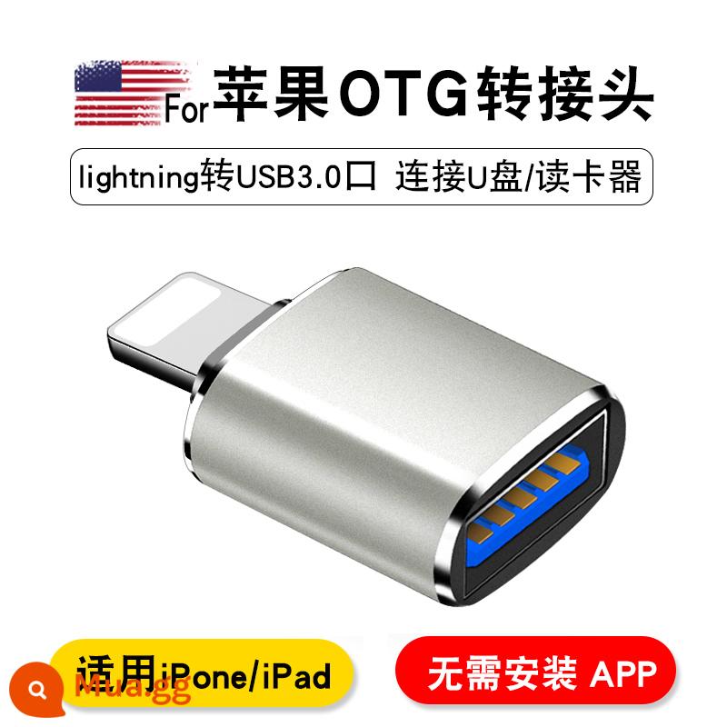 Eagle Dragon phù hợp với bộ chuyển đổi otg của Apple, bộ chuyển đổi ổ đĩa flash iphone ngoài giao diện sét sang usb, bộ chuyển đổi bộ nhớ tải bài hát xuống ổ đĩa flash USB siêu liên kết chuột điện thoại với máy tính - Dành cho Bộ chuyển đổi AppleOTG [Đĩa U/Camera/Chuột/Bàn phím/Đầu đọc thẻ bên ngoài] Phiên bản Bạc