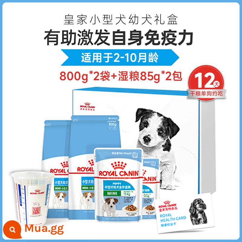 Thức ăn cho chó hoàng gia bánh sữa chó con đặc biệt chó nhỏ Shiba Inu chó Bichon Thức ăn cho chó bông Thức ăn cho chó con Yorkshire - [Hộp quà cho chó con nhỏ] Thức ăn cho chó con 800g*2 + thức ăn ướt 85g*2 (2-10 tháng)