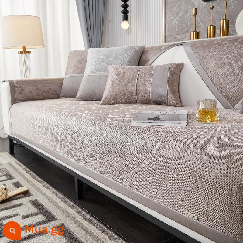 Băng Lụa Sofa Đệm Da Nhẹ Sang Trọng Mùa Hè Thảm Đệm Đơn Giản Hiện Đại Cao Cấp Chống Trơn Trượt Bọc Ghế Sofa Da - Mục Thanh—Qian Ka