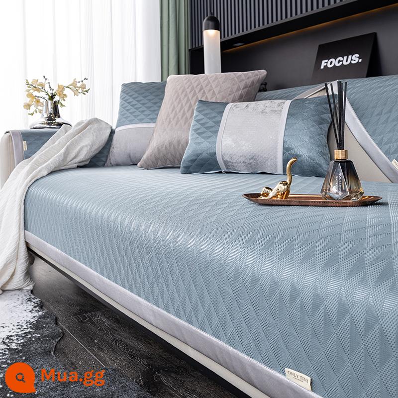 Băng Lụa Sofa Đệm Da Nhẹ Sang Trọng Mùa Hè Thảm Đệm Đơn Giản Hiện Đại Cao Cấp Chống Trơn Trượt Bọc Ghế Sofa Da - Xia Tong—màu xanh xám