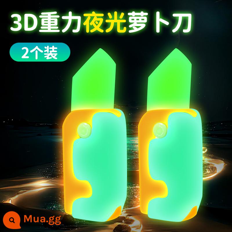 Chính hãng 3D in dạ quang Luobo dao trọng lực huỳnh quang Hu Luobo dao và súng Internet người nổi tiếng đồ chơi dạ quang đích thực dao - [Bộ 2 món dao cà rốt phát sáng trong bóng tối]♥Sát thủ bóng đêm