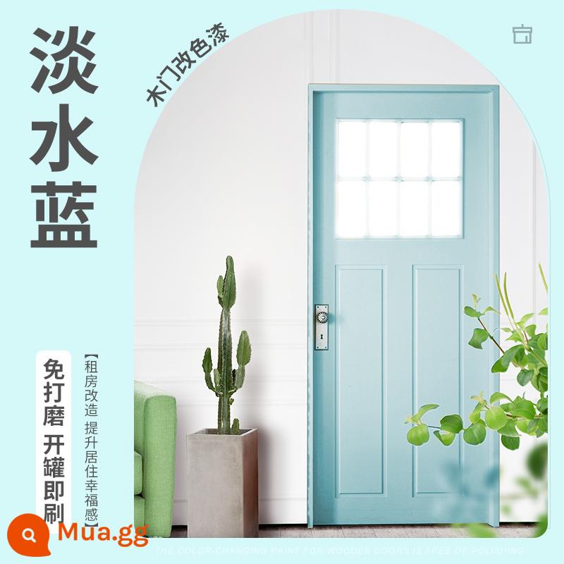 Sanqing cửa gỗ sơn nước đổi màu sơn nội thất cửa phòng ngủ cải tạo bàn chải đổi màu cửa gỗ sơn hộ gia đình tự sơn sơn gỗ - Xanh nhạt (Trong nhà/Bán mờ)