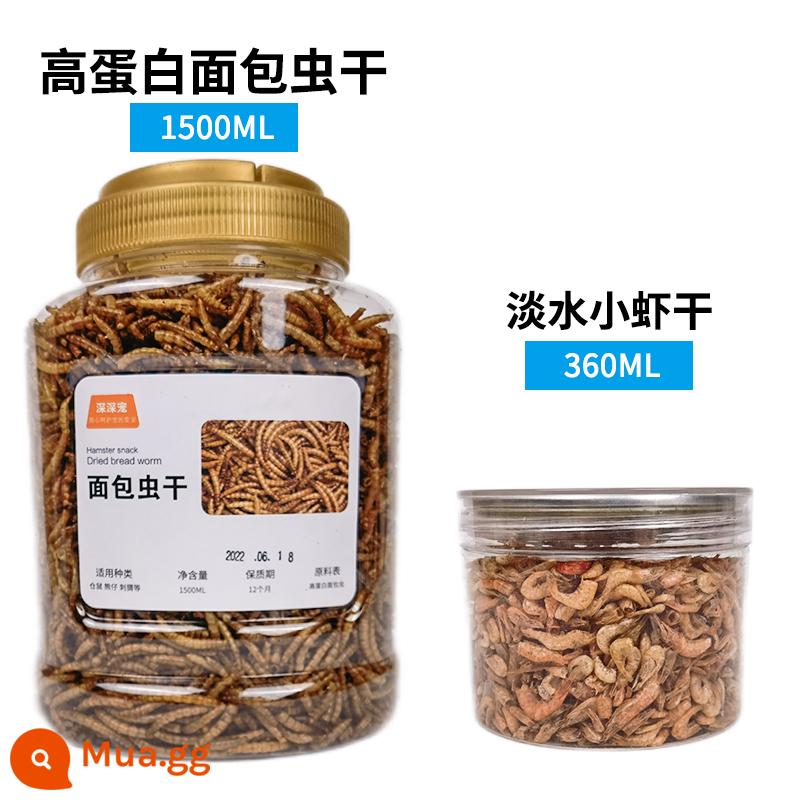 Thức ăn hạt cho chuột Hamster Giun bánh mì gà khô rutin cung cấp cho hamster nhỏ dinh dưỡng chủ yếu thực phẩm ăn nhẹ nhím vẹt thức ăn cho chim - Giun khô + tôm nước ngọt khô 1860ml