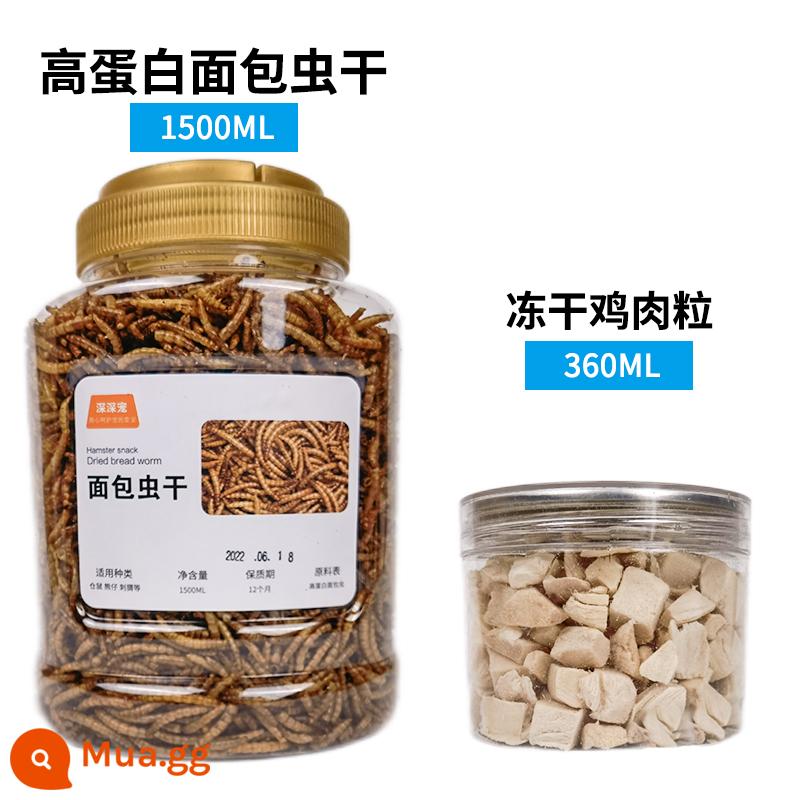 Thức ăn hạt cho chuột Hamster Giun bánh mì gà khô rutin cung cấp cho hamster nhỏ dinh dưỡng chủ yếu thực phẩm ăn nhẹ nhím vẹt thức ăn cho chim - Giun khô + gà viên đông lạnh 1860ml