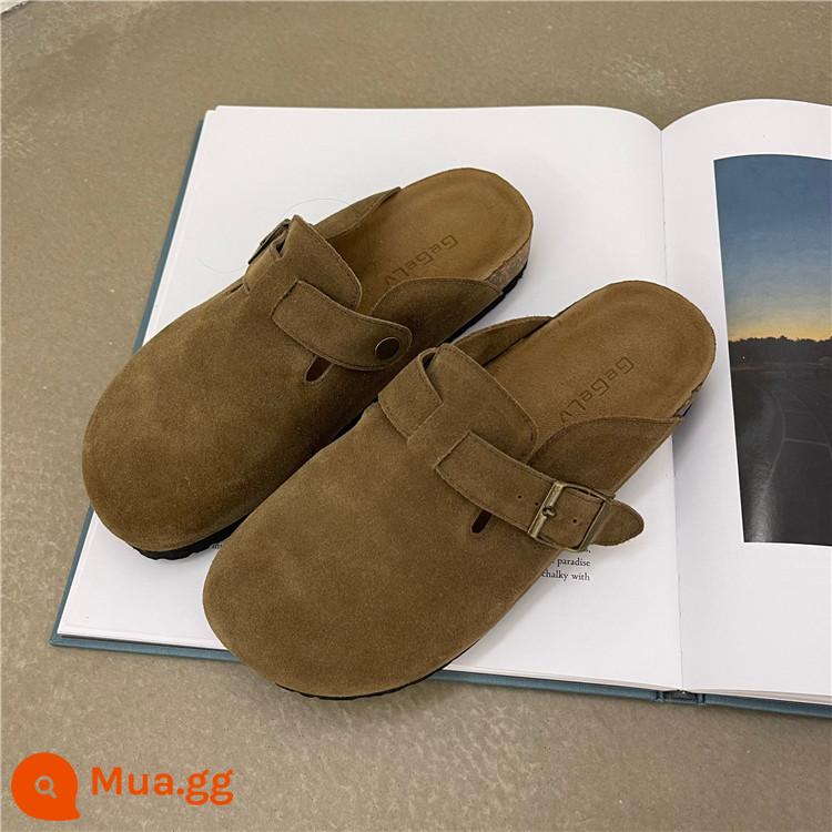 Birkenstock Nữ Bán Dép Bao Đầu Áo Khoác Ngoài Nữ 2023 Phong Cách Mùa Xuân Mới Phụ Nữ Mang Thai Phẳng Giày Lười - Con lạc đà