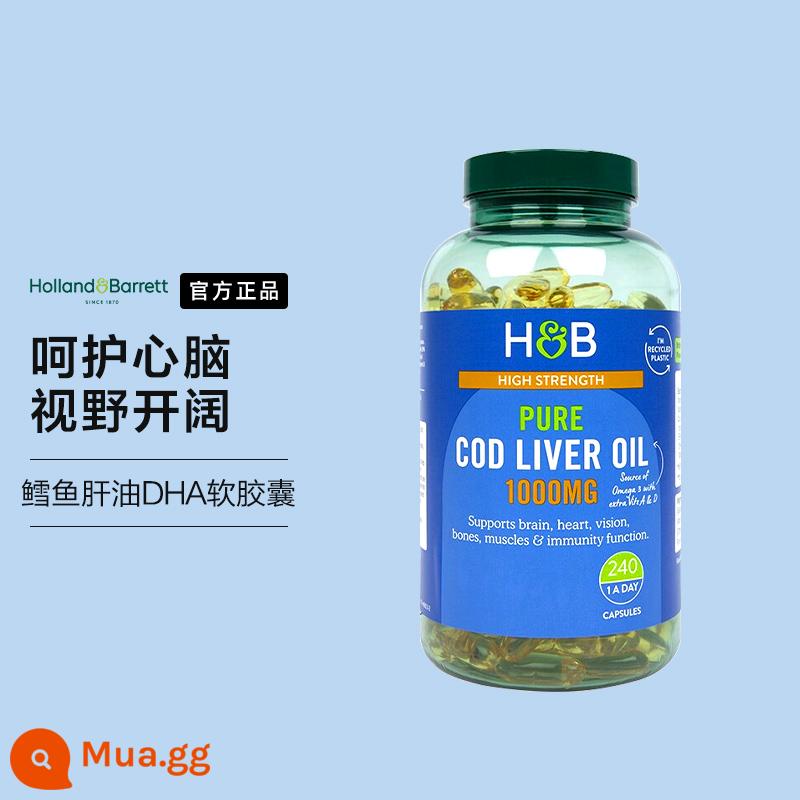 Viên nang mềm dầu cá biển sâu hb Holberry của Anh cho người trung niên và người cao tuổi omega3 250 viên chăm sóc cân bằng dinh dưỡng cho tim và não - Dầu gan cá tuyết 240 viên