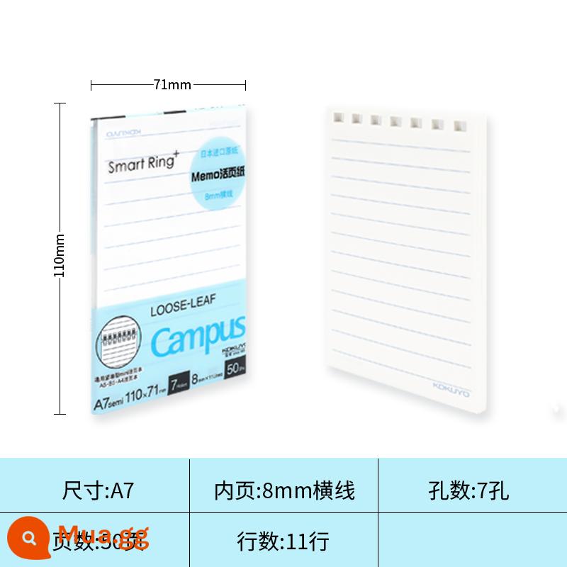 [Tự vận hành] Danh tiếng quốc gia kokuyo của Nhật Bản sách rời giấy thay thế lõi giấy Sổ tay lưới tiếng Anh sổ phụ B5 sách văn phòng phẩm có thể tháo rời cuộn dây sai tiêu đề trống A526 lỗ 20 lỗ lõi bên trong có thể được thay thế - [A7]Dòng ngang/50 tờ