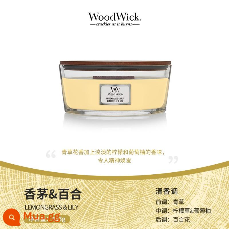 [Tự vận hành] WoodWick Mỹ nhập khẩu nến thơm dòng nến lò sưởi ba màu cùng phong cách của Yi Nengjing - hoa huệ sả