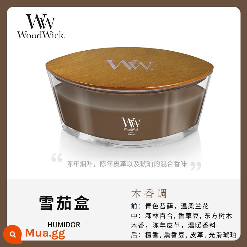 [Tự vận hành] WoodWick Mỹ nhập khẩu nến thơm dòng nến lò sưởi ba màu cùng phong cách của Yi Nengjing - hộp xì gà