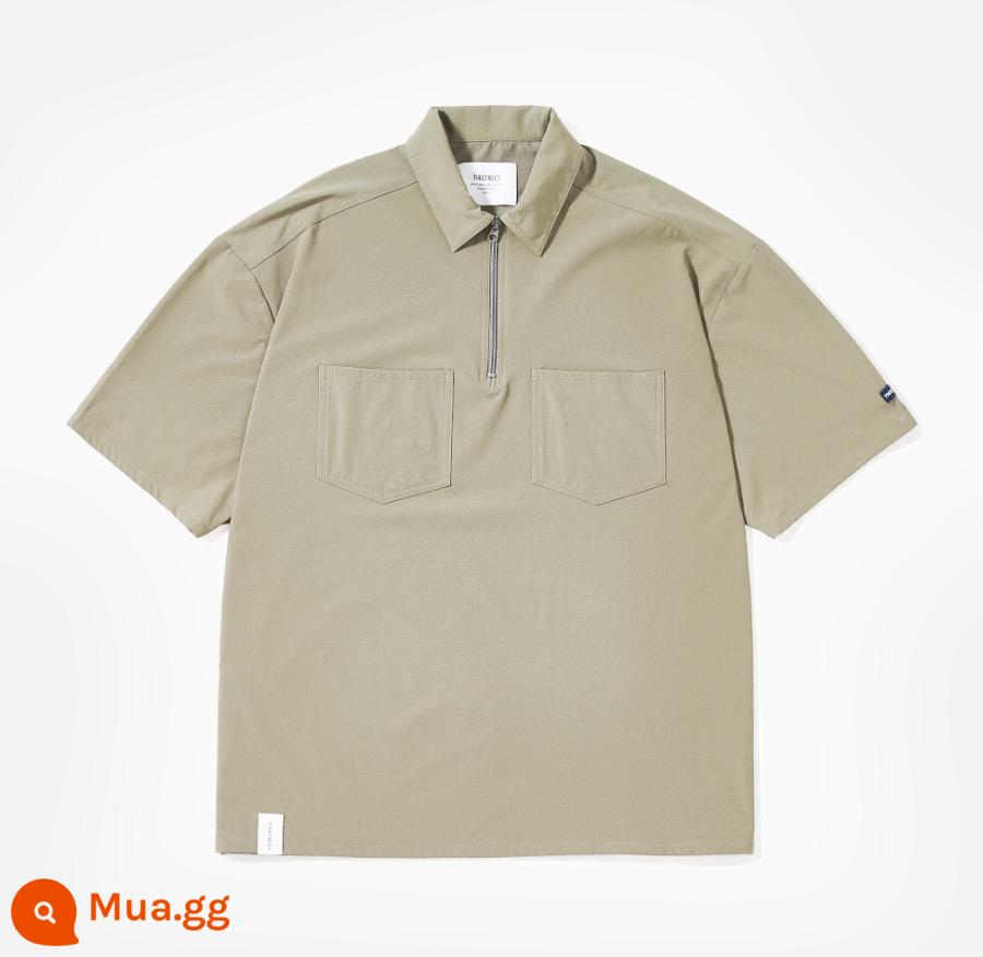 714street Nhật Bản ngắn tay dụng cụ sơ mi nam cao cấp mùa hè áo polo áo thun cặp đôi áo sơ mi nam - Khaki