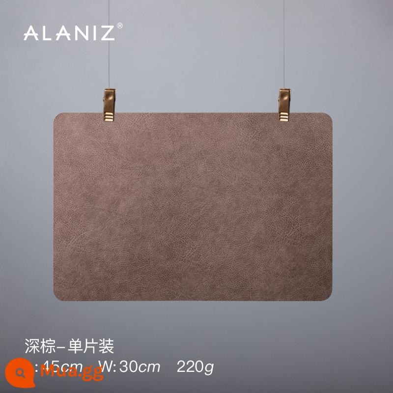 alaniz placemat không thấm nước và dầu chống tấm ăn gia đình mat chống bỏng thực phẩm phương tây mat bát mat rau mat cách nhiệt mat table mat - Tấm lót đĩa hai mặt có họa tiết bằng da - màu nâu sẫm