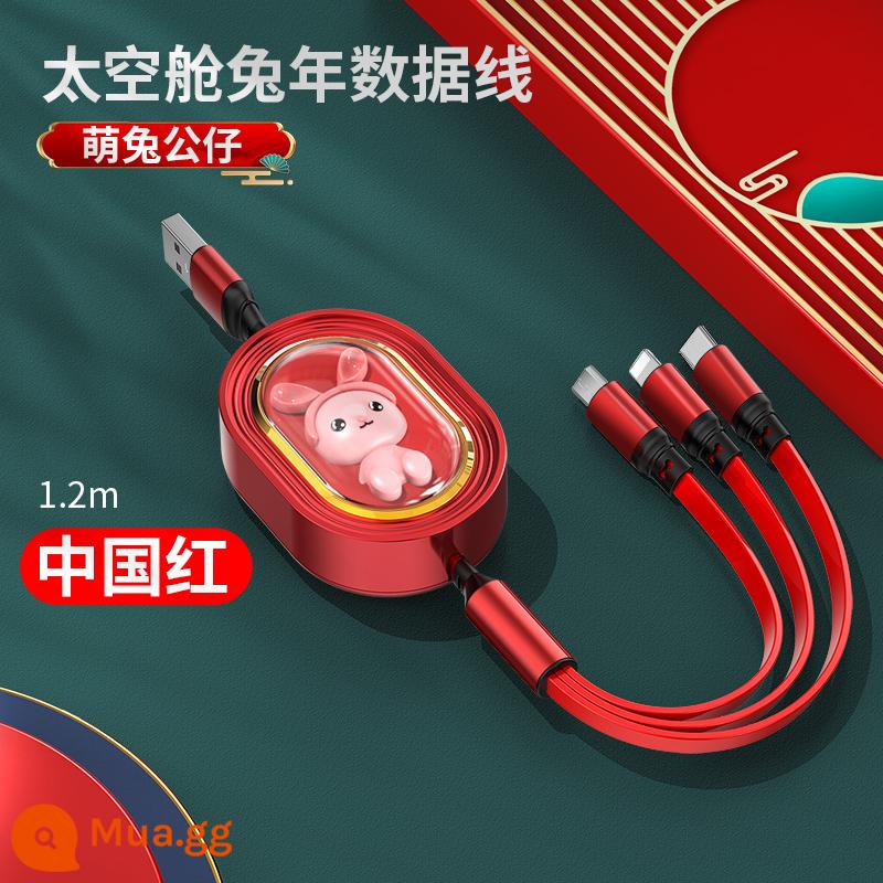 Space Capsule Doll Rabbit Year Quà tặng nhỏ Logo tùy chỉnh Tiger Year Quà tặng khuyến mãi Quà tặng thiết thực sáng tạo Cuộc họp thường niên của công ty - [Viên nang không gian hình thỏ dễ thương] Cáp dữ liệu ba trong một có thể thu vào 100W siêu nhanh màu đỏ may mắn