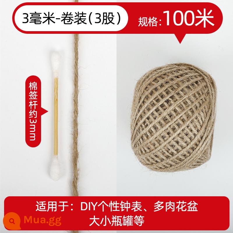 Dây Sisal đi kèm handmade DIY chất liệu dày bện dây bện mèo gãi leo khung dây trang trí ống nước ảnh treo tường - Dây gai dầu 3 mm 100 mét [quà tặng]