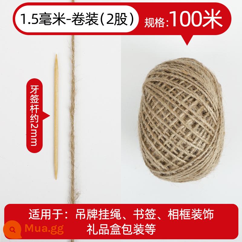 Dây Sisal đi kèm handmade DIY chất liệu dày bện dây bện mèo gãi leo khung dây trang trí ống nước ảnh treo tường - Dây gai dầu 1.5 mm 100 mét [quà tặng]