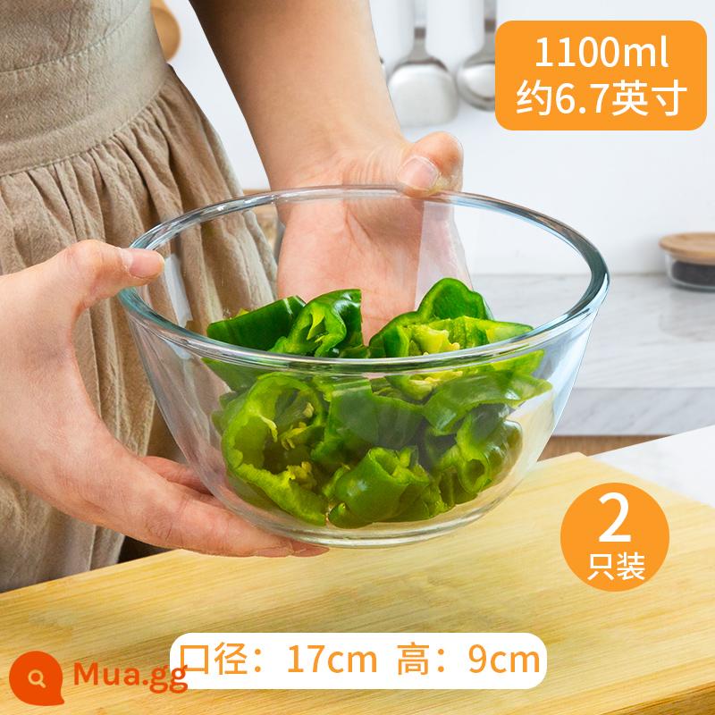 Bát thủy tinh trong suốt chịu nhiệt độ cao chậu thủy tinh nướng tại nhà và bánh mì salad trứng bát mì bát súp lớn - [2 miếng] Khoảng 6,6 inch 1100ML❤ Dày và chịu nhiệt 400oC