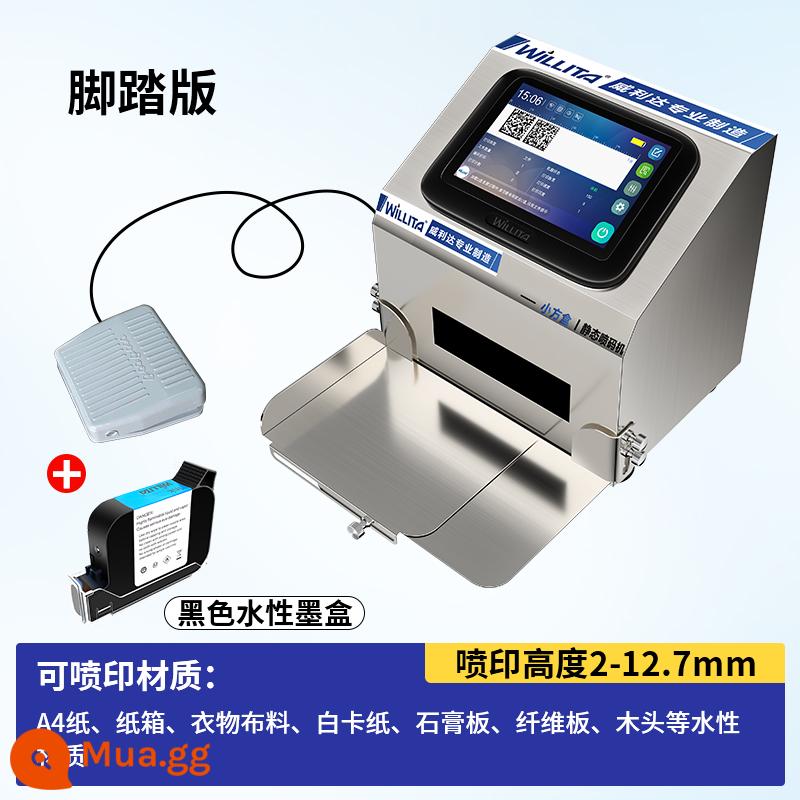 Máy in phun tĩnh thông minh Willida J1 cầm tay tự động mã hóa laser thủ công ngày sản xuất số lô giá thực phẩm bộ mã hóa nhỏ để in mã hai chiều máy in nhãn mã vạch - Phiên bản có bàn đạp + hộp mực gốc nước màu đen [sẵn sàng giao hàng]