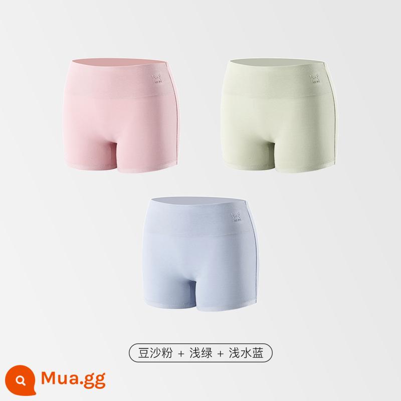 Đồ lót người mèo bé gái cotton nguyên chất kháng khuẩn không hằn vết eo cao kiểm soát bụng cotton Tân Cương chống ánh sáng quần lót boxer nữ - [Kiểm soát vòng eo cao + đũng quần cotton kháng khuẩn Huafu Tân Cương] Bột đậu + xanh nhạt + xanh nước biển nhạt