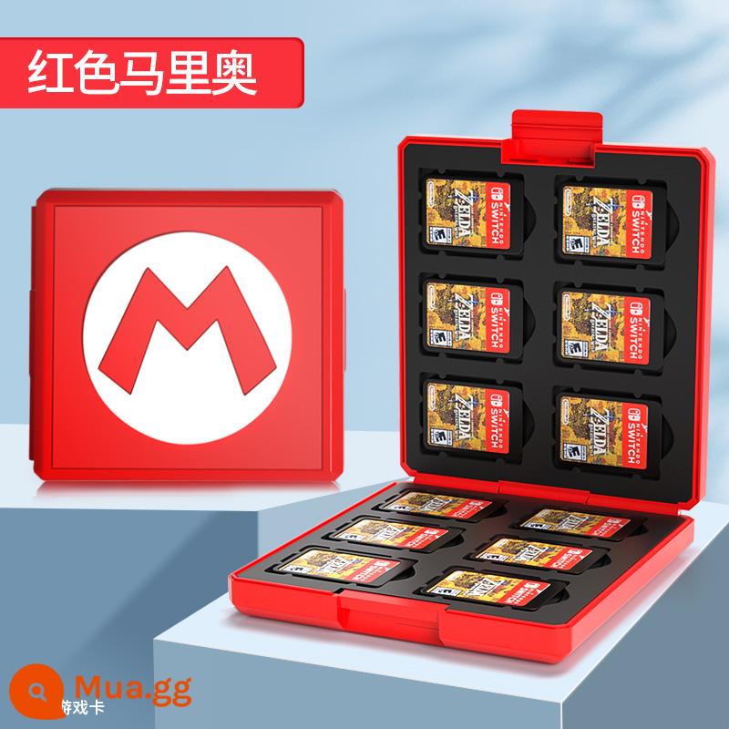 Hộp băng Nintendo Switch gói thẻ trò chơi hộp thẻ switcholed hút từ tính hộp lưu trữ NS dung lượng lớn 24 miếng Gói 12 miếng Vỏ bảo vệ di động Mario Lite Phụ kiện ngoại vi Dongsen - Bộ 12 món [Red Mario M] tặng kèm mũ vuốt mèo★Phiên bản khóa thẻ