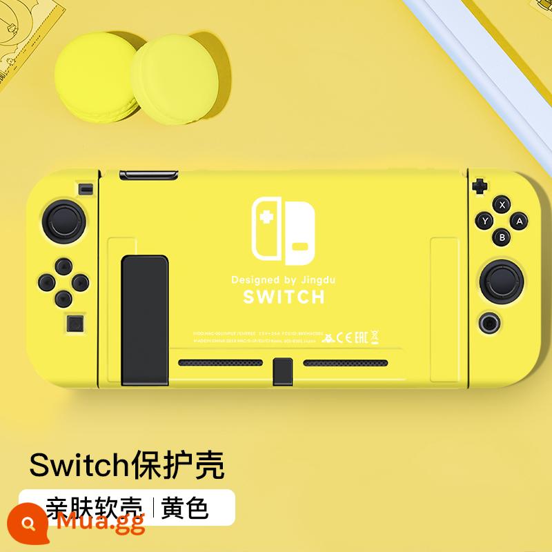 Vỏ bảo vệ Switcholed của Nintendo Công tắc đế có thể cắm được Vỏ tay cầm OLED Phụ kiện máy trò chơi OLED Phụ kiện NS pha lê trong suốt Vỏ silicon mềm Túi đựng vỏ cứng hai mảnh Bộ đầy đủ - Vỏ mềm silicon Switch ✦Màu vàng nguyên bản ✦Không có màng + nắp