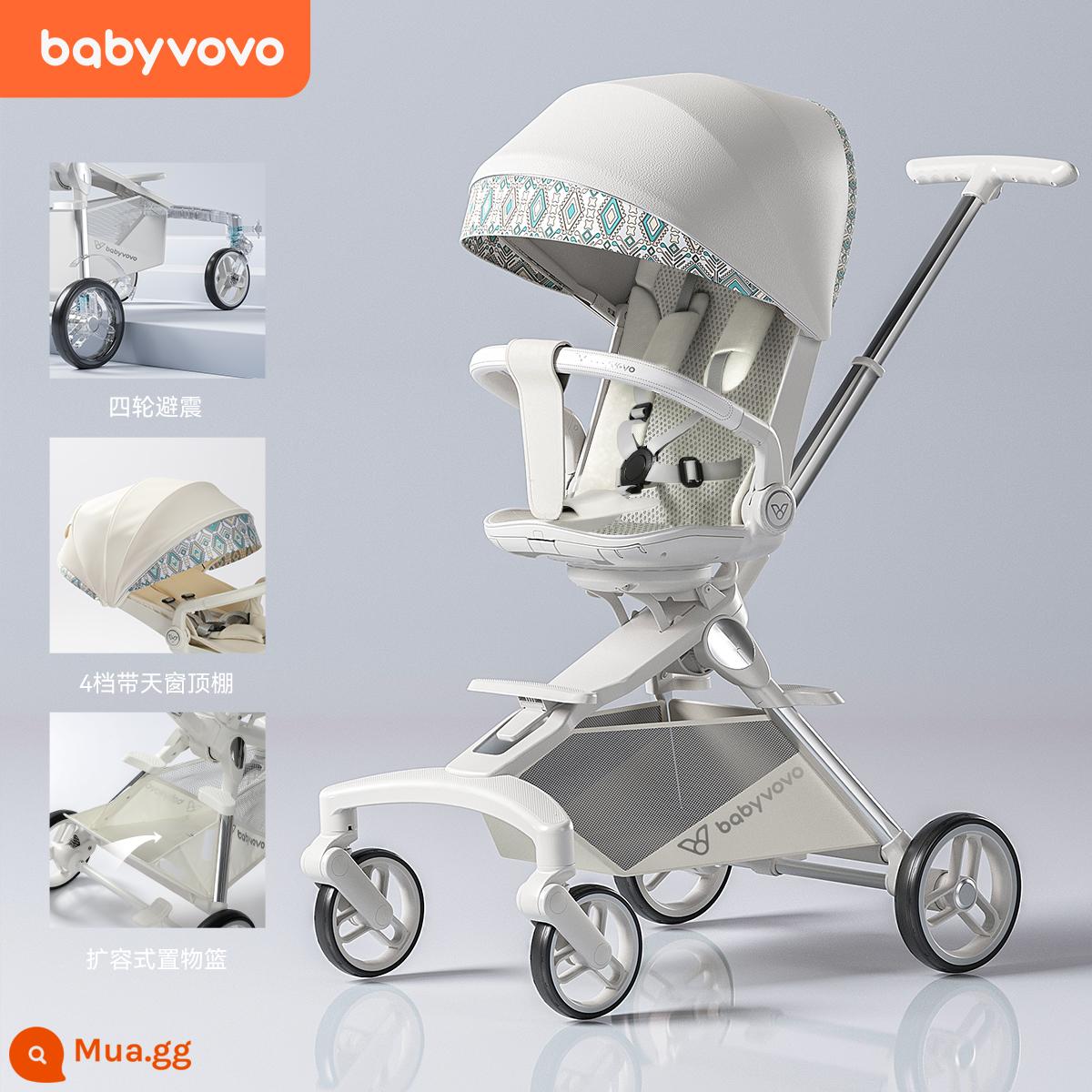 Babyvovo bé đi hiện vật V9 có thể ngồi và nằm 2 chiều xe đẩy em bé nhẹ gấp cao phong cảnh xe đẩy em bé - Phiên bản độc quyền của Dream Lingbai - thế hệ thứ ba (Giảm xóc bốn bánh độc lập + Đệm ngồi lưới thoáng khí 3D + Giỏ đựng đồ mở rộng)