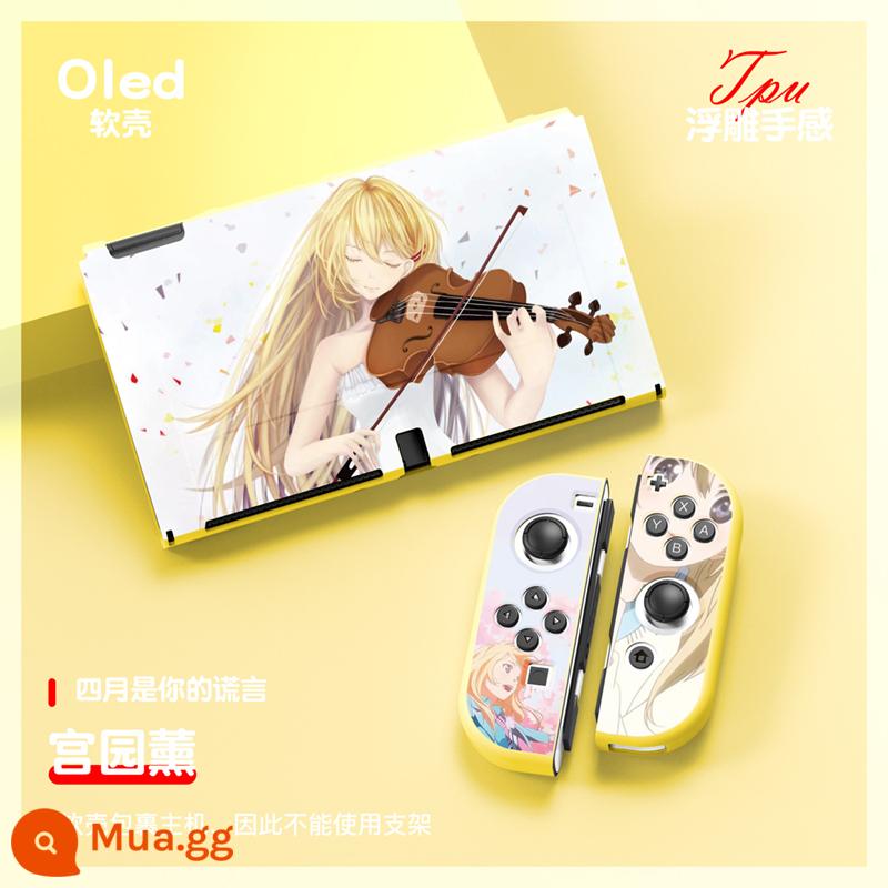 60 Công tắc tùy chọn OLED Protect Sleeve Soft Shell Silicone Anime Chủ đề NS Bộ bảo vệ bộ đặc biệt - OLED màu tím(Tháng 4-Kaoru Miyazono)