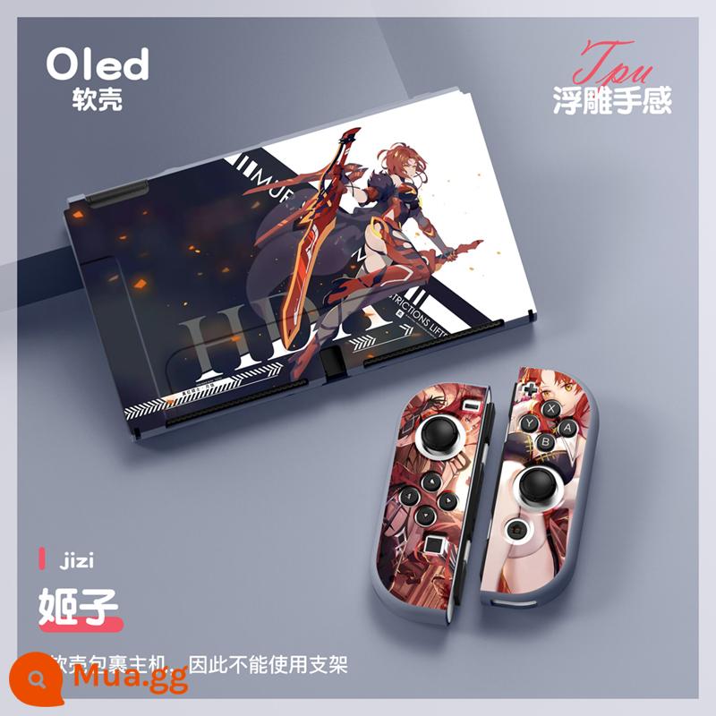 60 Công tắc tùy chọn OLED Protect Sleeve Soft Shell Silicone Anime Chủ đề NS Bộ bảo vệ bộ đặc biệt - OLED xanh quân đội (Himeko)