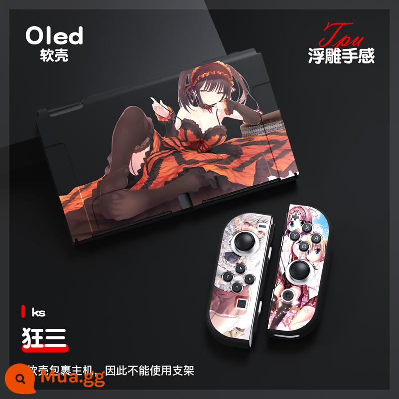 60 Công tắc tùy chọn OLED Protect Sleeve Soft Shell Silicone Anime Chủ đề NS Bộ bảo vệ bộ đặc biệt - OLED xanh(Kurami nằm)