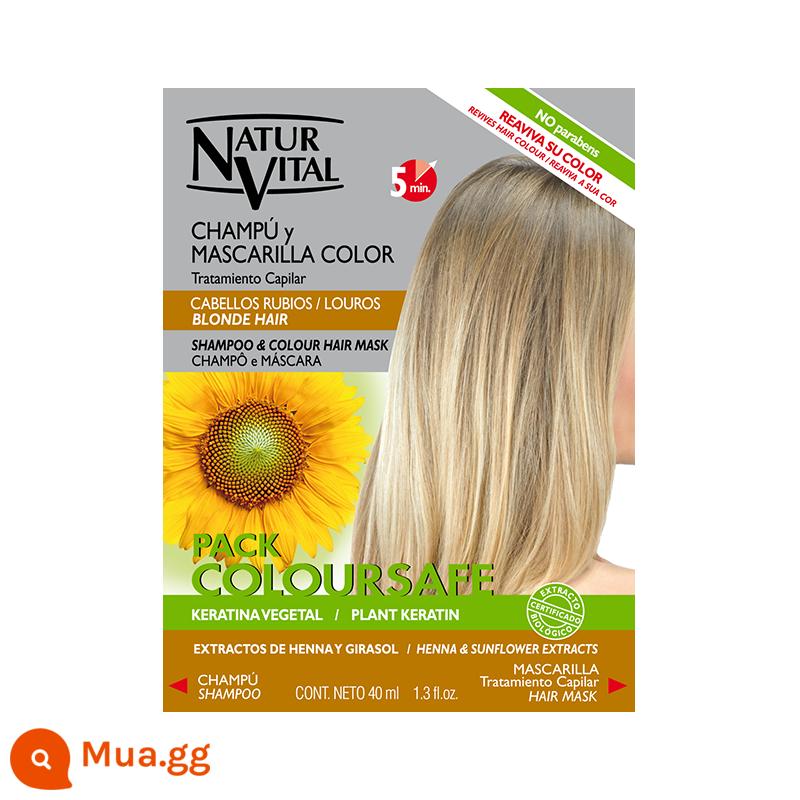 NaturVital đồng màu khóa màu vàng dầu gội dưỡng tóc mặt nạ NV gói dùng thử Bộ dùng thử gói du lịch - Dầu gội màu lanh 10ml + mặt nạ tóc 30ml