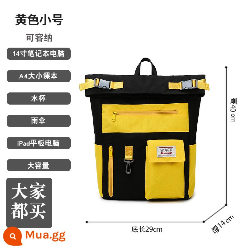 Schoolbag Nữ Sinh Viên Đại Học Dung Tích Lớn Ba Lô 2023 Mới Niche Notebook Máy Tính 14 Inch Túi Bé Gái Ba Lô - kèn vàng 8725