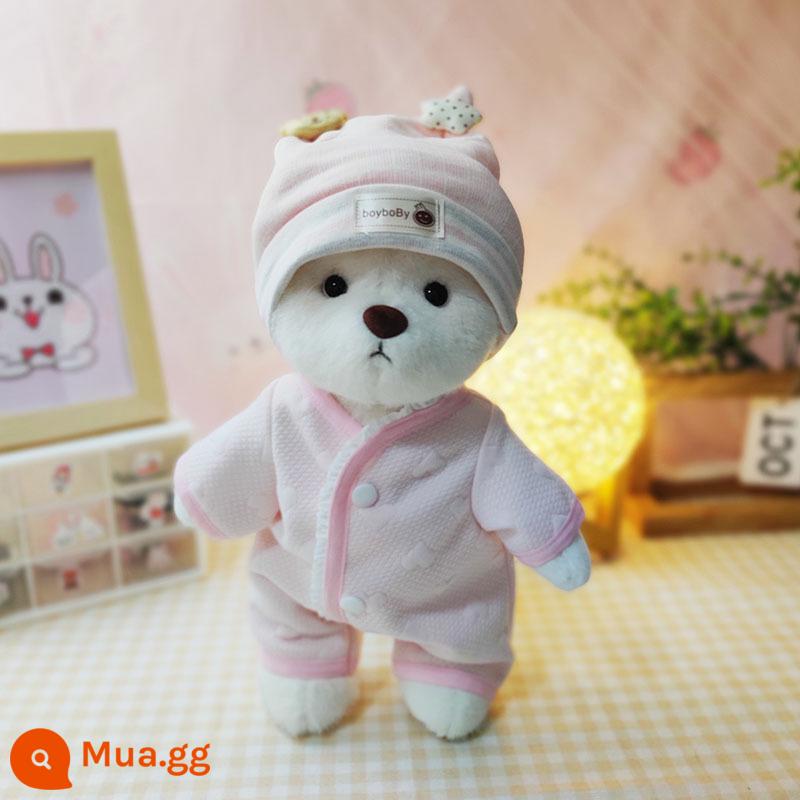 Kích thước trung bình gấu Lena quần áo gấu búp bê sang trọng quần áo búp bê 30cm gấu bông màu hồng sang trọng áo liền quần nữ - Bộ đồ ngủ một mảnh tình yêu màu hồng + mũ cho bé