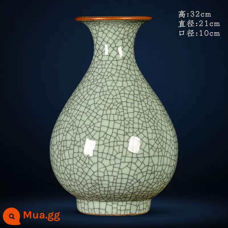 Jingdezhen Bình gốm cổ chính thức Lò nung phong cách Trung Quốc Nhà lớn Bình sứ màu xanh và trắng Trang trí tủ TV phòng khách - Đế lò xo nồi ngọc bích lò nung cổ chính thức [đảm bảo hàng thật + giấy chứng nhận sưu tập + cốc lọ gà]