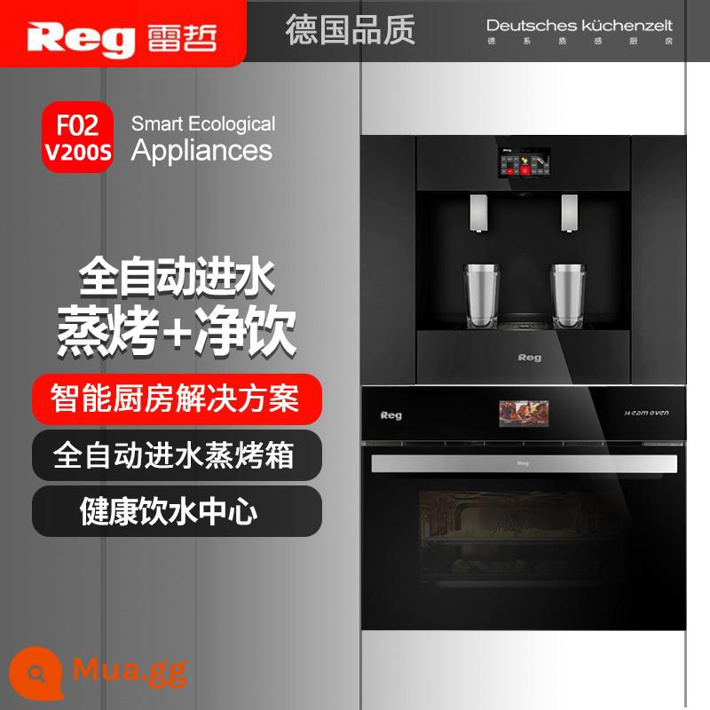 Reg Lei Zhe V200-2A nhúng nước nóng lạnh gia đình ổ cắm đôi uống trực tiếp tích hợp đường ống máy - Cửa xả nước đôi V200S-2A + Lò nướng điện F02 kết hợp