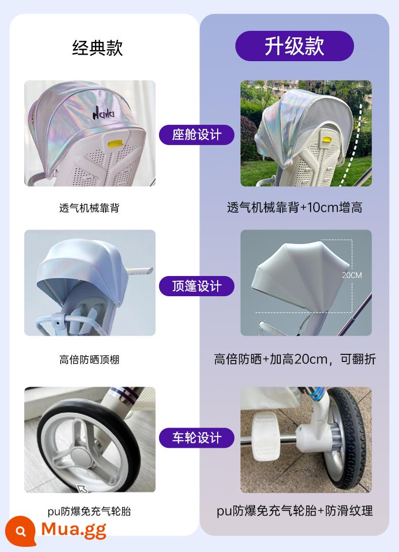 Haxiu Green Elf Walking Baby Artifact Walking Baby Xe đẩy em bé Có thể Ngồi và Nằm Nhẹ Có thể gập lại Tầm nhìn cao - Phiên bản cổ điển vs phiên bản nâng cấp