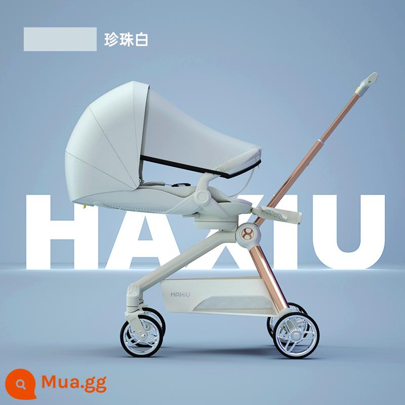 Haxiu Green Elf Walking Baby Artifact Walking Baby Xe đẩy em bé Có thể Ngồi và Nằm Nhẹ Có thể gập lại Tầm nhìn cao - Phiên bản cổ điển màu trắng [tựa lưng cơ học đúc nguyên khối, tựa lưng cứng có bảo vệ cột sống]