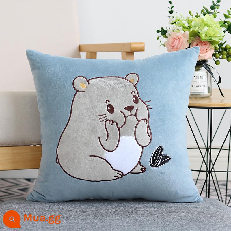 Hoạt Hình Dễ Thương Gối Sofa Đệm Giường Văn Phòng Tựa Lưng Ô Tô Gối Vuông Gối Không Lõi - Hamster nhỏ (thủy sản)