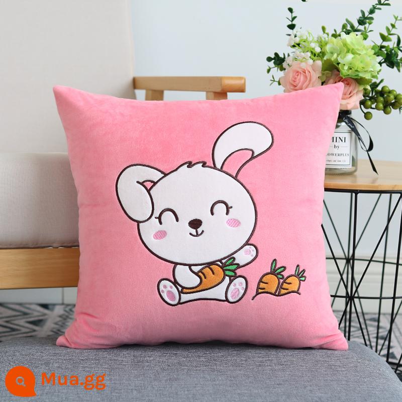 Hoạt Hình Dễ Thương Gối Sofa Đệm Giường Văn Phòng Tựa Lưng Ô Tô Gối Vuông Gối Không Lõi - Thỏ trắng (hồng)