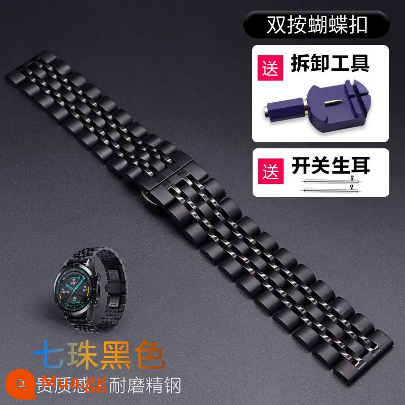 Thích hợp cho đồng hồ Huawei gt3pro Dây đeo Milanese watch3 kim loại hút nam châm gt2 đai thép á hậu vinh quang ma thuật2 dây đeo cổ tay chuỗi đồng hồ e Vitality pro thanh lịch gspro summer new - Dây thép bảy hạt màu đen (có kèm đồng hồ tháo lắp)