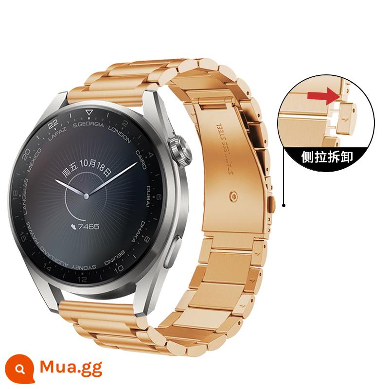 Thích hợp cho đồng hồ Huawei gt3pro Dây đeo Milanese watch3 kim loại hút nam châm gt2 đai thép á hậu vinh quang ma thuật2 dây đeo cổ tay chuỗi đồng hồ e Vitality pro thanh lịch gspro summer new - Vàng hồng [đai thép tháo nhanh ba hạt]