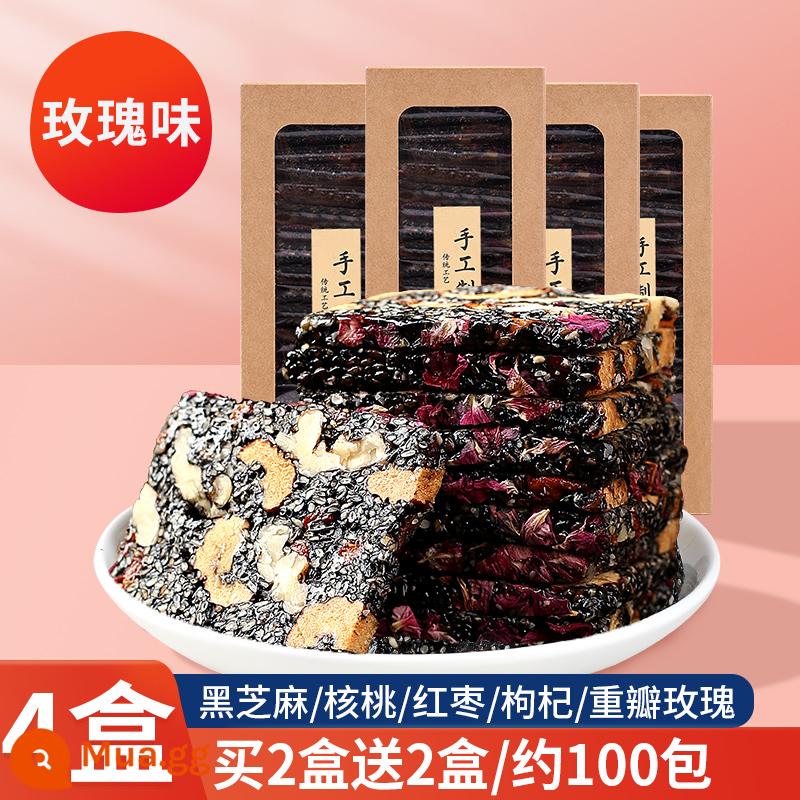 Bánh Dinh Dưỡng Handmade Mè Đen Đường Sắc Nét Nhân Óc Chó Kỷ Tử Berry Đỏ Ngày Hạt Snack Đặc Sản Bánh Mè Cắt Bánh Ngọt - Hương hoa hồng: mua 2 hộp tặng 2 hộp [gửi 4 hộp, tổng cộng 4 pound, khoảng 100 gói]