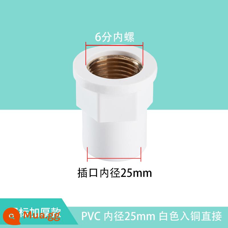 Top được xây dựng bằng đồng PVC bên trong dây cấp nước trực tiếp ống có đường kính thay đổi khớp răng ren 20 phụ kiện 25/32/4 phút 6 phút 1 inch - Cấp nước PVC 25MM * 6 điểm dây bên trong - màu trắng thành dây đồng bên trong trực tiếp