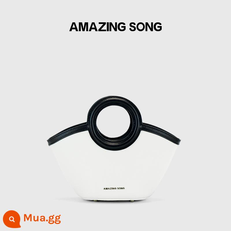 Túi con sò Amazing Song nhỏ thu đông 2022 thời trang mới Túi xách tay da một vai đơn giản cho nữ - Kèn Trumpet [đen và trắng]