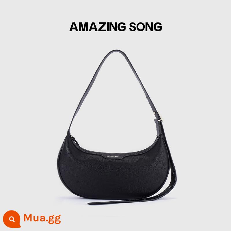 Dòng túi nửa mặt trăng Amazing Song thiết kế thích hợp túi Messenger xách tay một vai dành cho nữ - Trung bình [Đen Ebony]